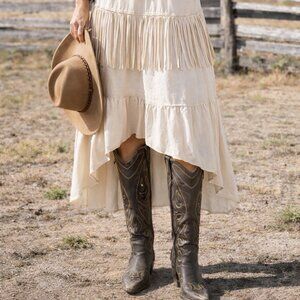 CATO Cowgirl Boots Women’s Faux Leather Grayish Brown 10W - Let's Rodeo